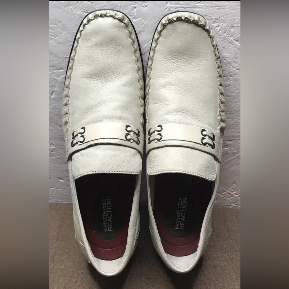Kenneth Cole Reaction Wall Men's Loafers Off-White Leather Slip-On Size 10M